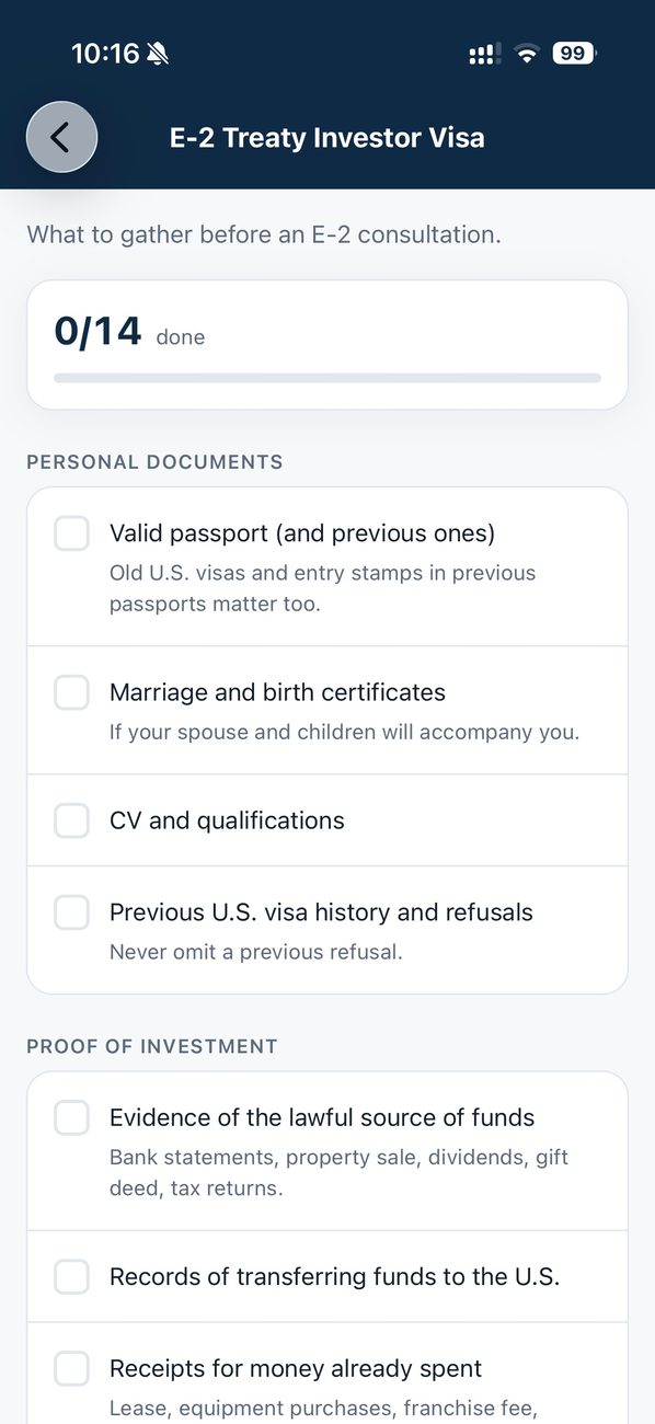 Screenshot of the Amerikai Ügyvéd app