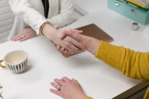 Business partners shaking hands after forming an LLC in Florida